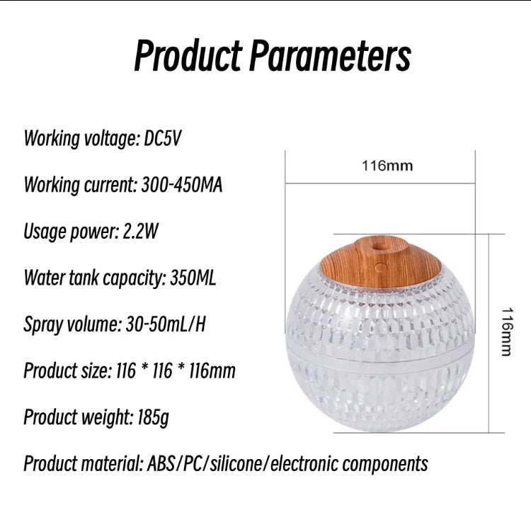 Crystal Ball Air Humidifier, USB Portable Fragrance Diffuser with Colorful LED Light, Mini Planet Ultrasonic Air Humidifier Crystal Ball Air Humidifier, USB Portable Fragrance Diffuser with Colorful LED Light, Mini Planet Ultrasonic Air Humidifier
